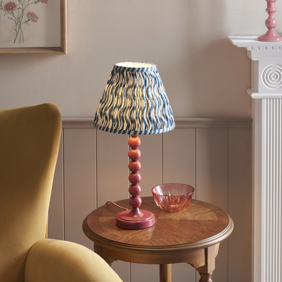 Beechham Table Table light Gloss pink clay paint & marlin blue fabric