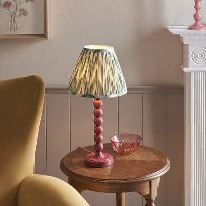 Beechfield Table Table light Gloss pink clay paint & cotswold green fabric