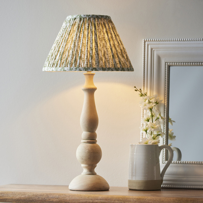 Avonworth Table Table light Natural wood & herb garden green fabric