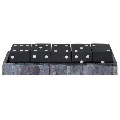 Churchill Games Grey Bone Dice Set with Black Dice