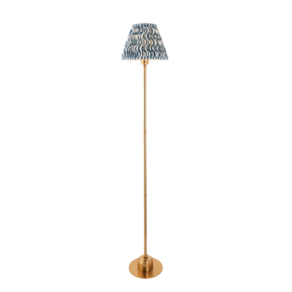 Langford Floor Floor light Brushed aged brass plate & marlin blue fabric