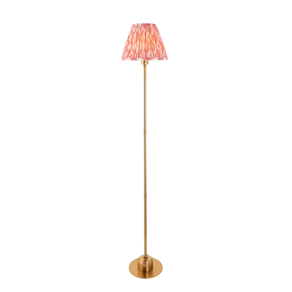 Holborn Floor Floor light Brushed aged brass plate & coral pink fabric