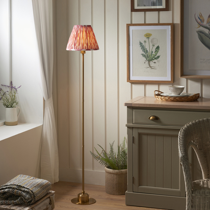 Holborn Floor Floor light Brushed aged brass plate & coral pink fabric