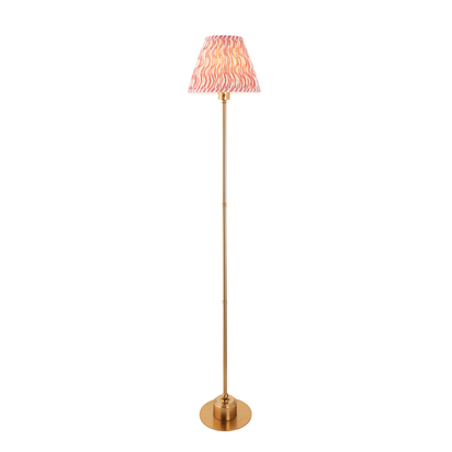 Langford Floor Floor light Brushed aged brass plate & coral pink fabric