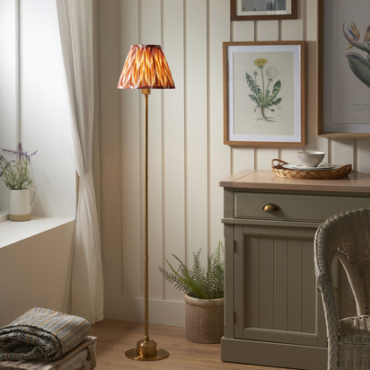 Laurelford Floor Floor light Brushed aged brass plate & apricot orange fabric
