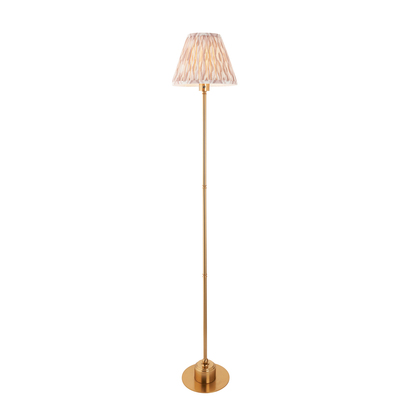 Holborn Floor Floor light Brushed aged brass plate & neutral print fabric