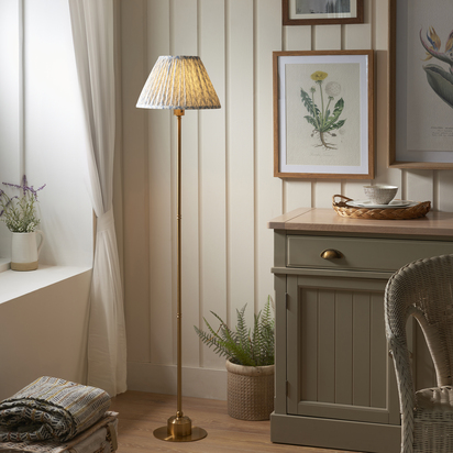 Kewbridge Floor Floor light Brushed aged brass plate & shell bay blue fabric