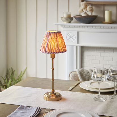Kingsley Table Table light Brushed aged brass plate & coral pink fabric