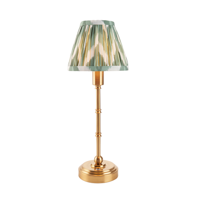 Lansdown Table Table light Brushed aged brass plate & cotswold green fabric