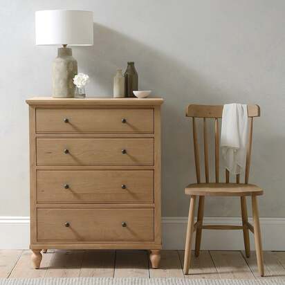 Elkstone Mellow Oak 4 Drawer Chest - The Cotswold Company