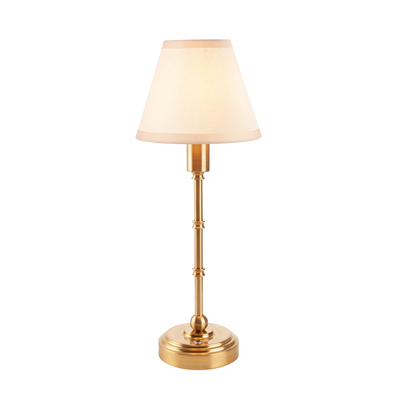 Huxley Table Table light Brushed aged brass plate & vintage white fabric