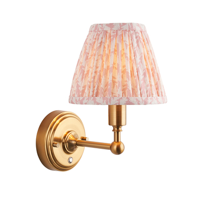 Kensington Wall Wall light Brushed aged brass plate & peachy keen fabric