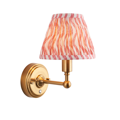 Kingsley Wall Wall light Brushed aged brass plate & coral pink fabric