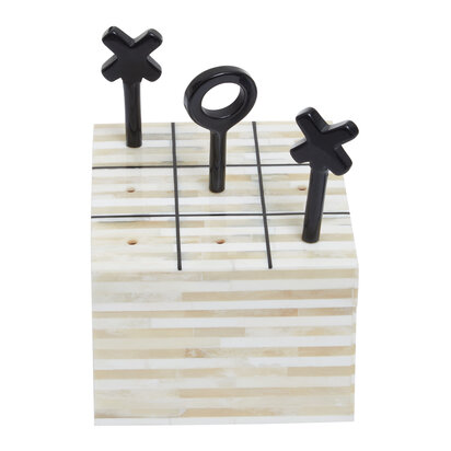 Churchill Games Cream and Black Bone Noughts & Crosses