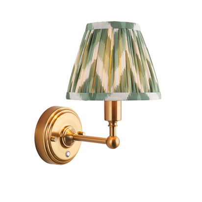 Lansdown Wall Wall light Brushed aged brass plate & cotswold green fabric
