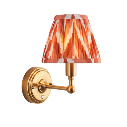Lansdown Wall Wall light Brushed aged brass plate & apricot orange fabric