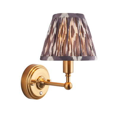 Highgate Wall Wall light Brushed aged brass plate & pearl grey fabric