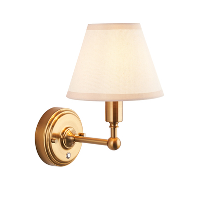 Burley Rechargeable & Ivy 16cm Wall Wall light Brushed aged brass plate & vintage white fabric