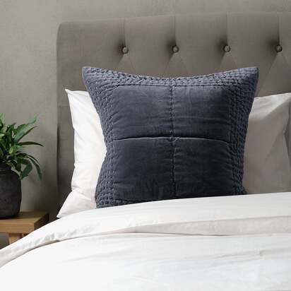 Luxury Cotton Velvet Nocturne Blue Cushion 50x50cm - Home Accessories - The Cotswold Company