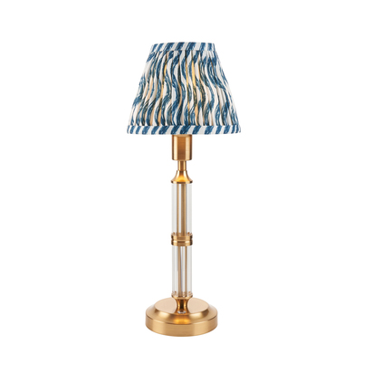 Brentwell Table Table light Brushed aged brass plate & marlin blue fabric