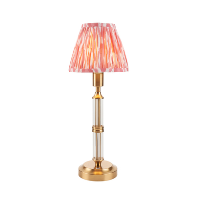 Brentbury Table Table light Brushed aged brass plate & coral pink fabric