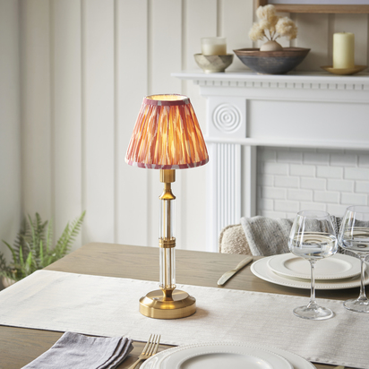 Brentbury Table Table light Brushed aged brass plate & coral pink fabric