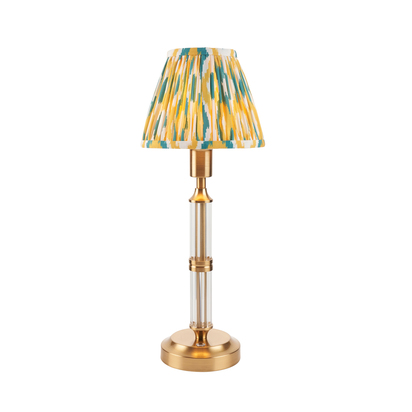 Brentbury Table Table light Brushed aged brass plate & yellow/jade fabric