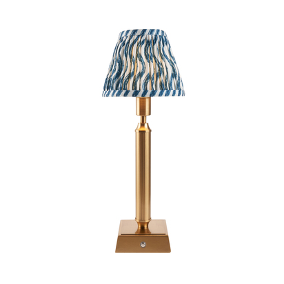 Camgate Table Table light Brushed aged brass plate & marlin blue fabric