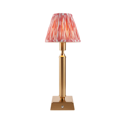 Cambourne Table Table light Brushed aged brass plate & coral pink fabric