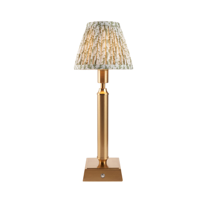 Camdale Table Table light Brushed aged brass plate & herb garden green fabric
