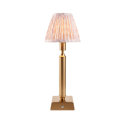 Camdale Table Table light Brushed aged brass plate & peachy keen fabric