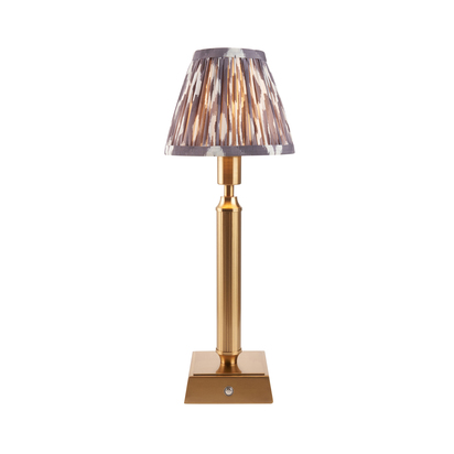 Cambourne Table Table light Brushed aged brass plate & pearl grey fabric