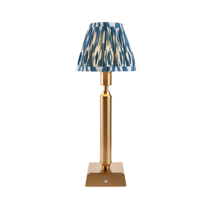 Cambourne Table Table light Brushed aged brass plate & marlin blue fabric