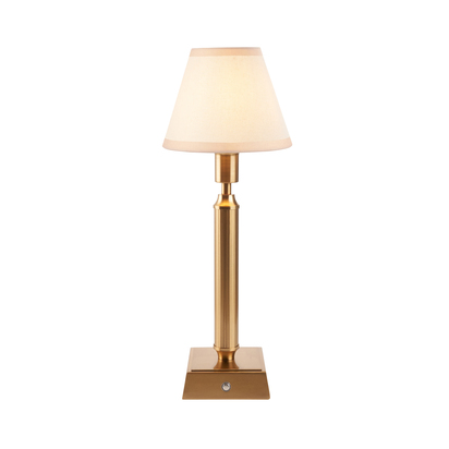 Camcroft Table Table light Brushed aged brass plate & vintage white fabric
