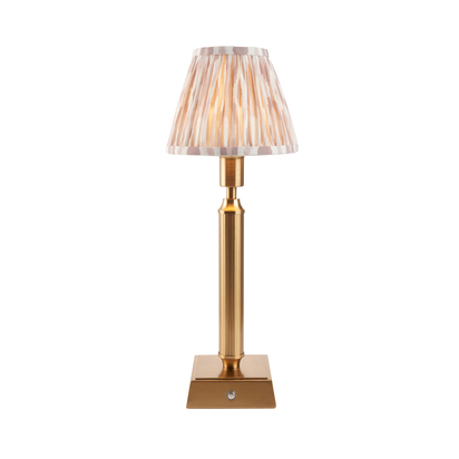 Cambourne Table Table light Brushed aged brass plate & neutral print fabric