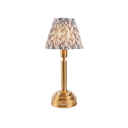 Carbury Table Table light Brushed aged brass plate & pearl grey fabric