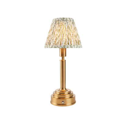 Carbury Table Table light Brushed aged brass plate & herb garden green fabric