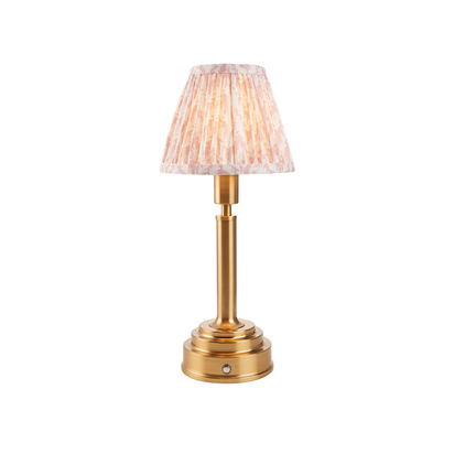 Carbury Table Table light Brushed aged brass plate & peachy keen fabric