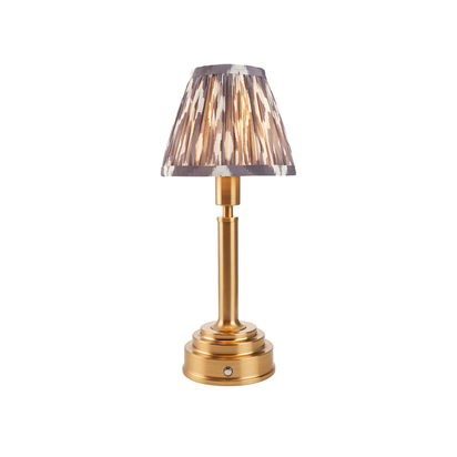 Carham Table Table light Brushed aged brass plate & pearl grey fabric