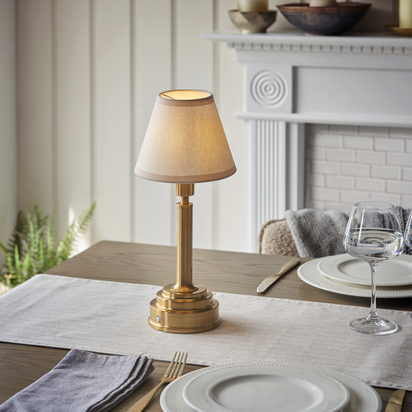 Carton Table Table light Brushed aged brass plate & vintage white fabric
