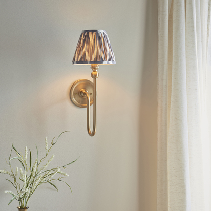 Brookmont Wall Wall light Brushed aged brass plate & pearl grey fabric