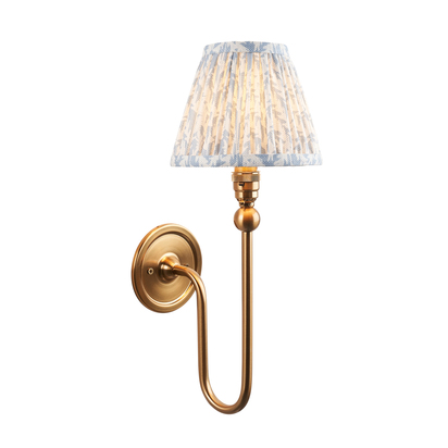 Brookstead Wall Wall light Brushed aged brass plate & shell bay blue fabric