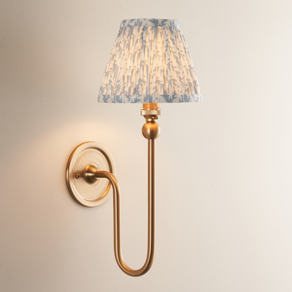 Brookstead Wall Wall light Brushed aged brass plate & shell bay blue fabric