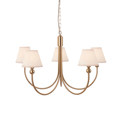 Brookgate 5lt Pendant Pendant light Brushed aged brass plate & vintage white fabric