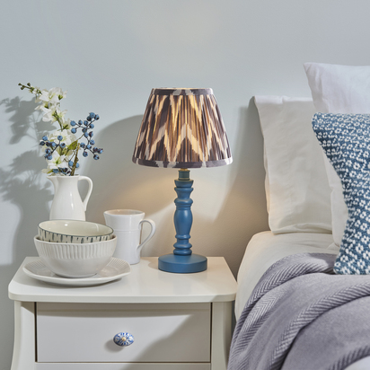Finchley Table Table light Satin marlin blue paint & pearl grey fabric