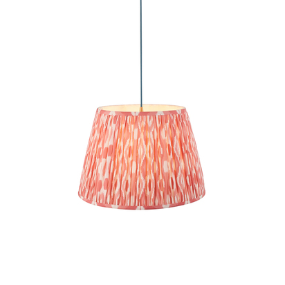 Aftonvale Pendant Pendant light Brushed aged brass plate, blue flex & coral pink fabric