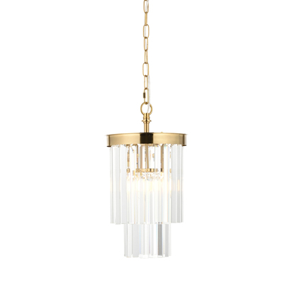Trelawn Pendant Pendant light Brushed aged brass plate & clear cut glass