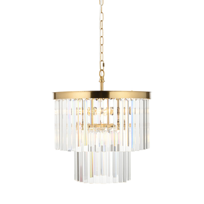 Trelawn 4lt Pendant Pendant light Brushed aged brass plate & clear cut glass