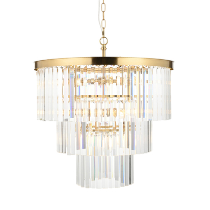 Trelawn 7lt Pendant Pendant light Brushed aged brass plate & clear cut glass