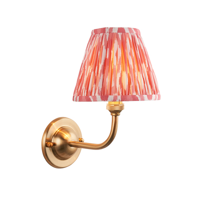 Abberhurst Wall Wall light Brushed aged brass plate & coral pink fabric